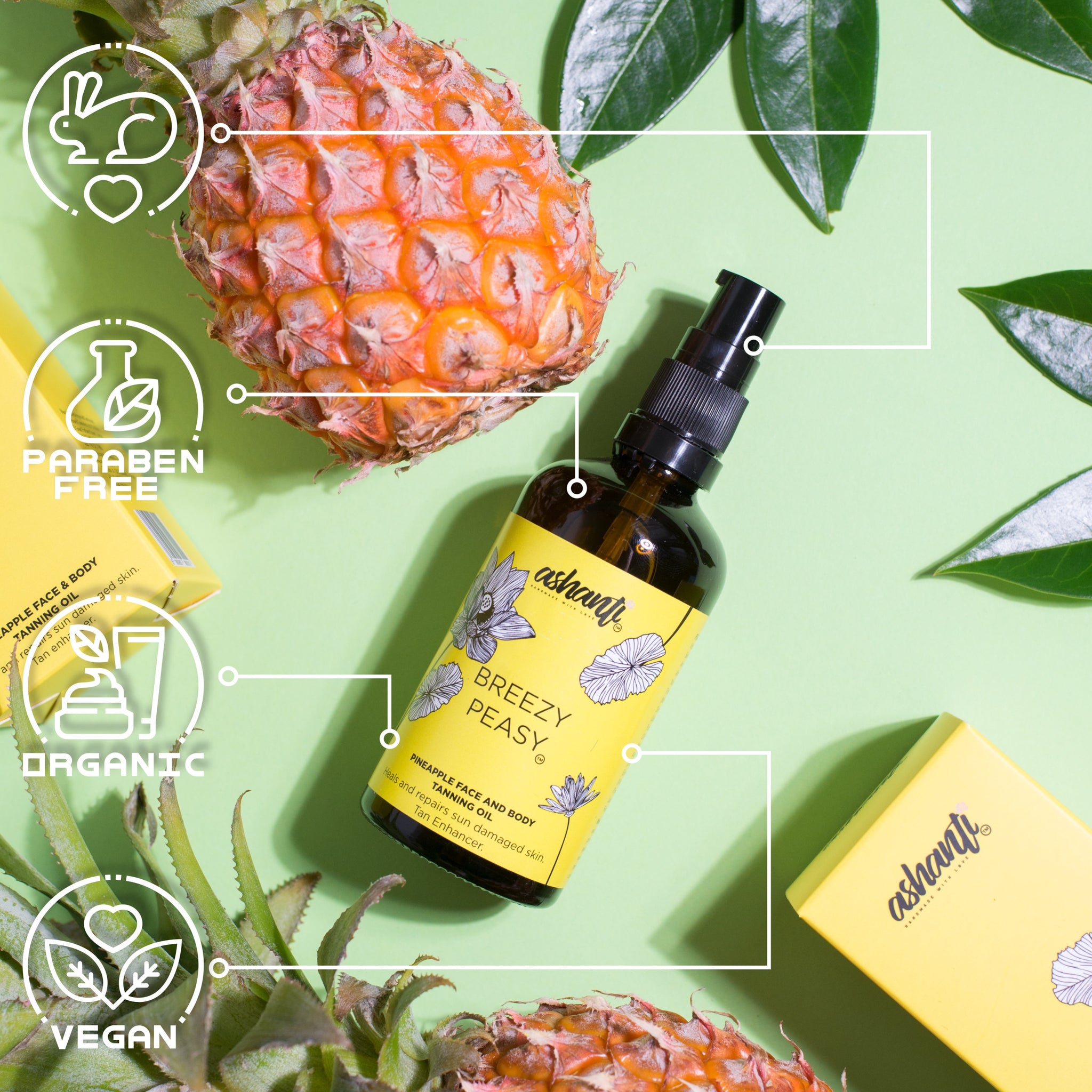 BREEZY PEASY! - PINEAPPLE FACE AND BODY TANNING OIL – ASHANTI COSMETICS